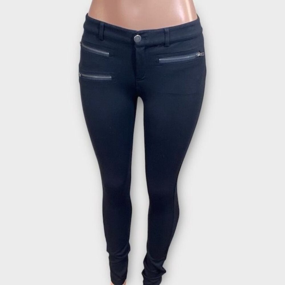 Parker Cargo Black Ponte Zipper Pants, Size 6 - Picture 3 of 10